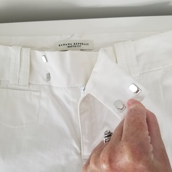 Banana Republic Martin Fit Flared Leg Cotton White Pant Stretch Size 4 - Picture 11 of 15